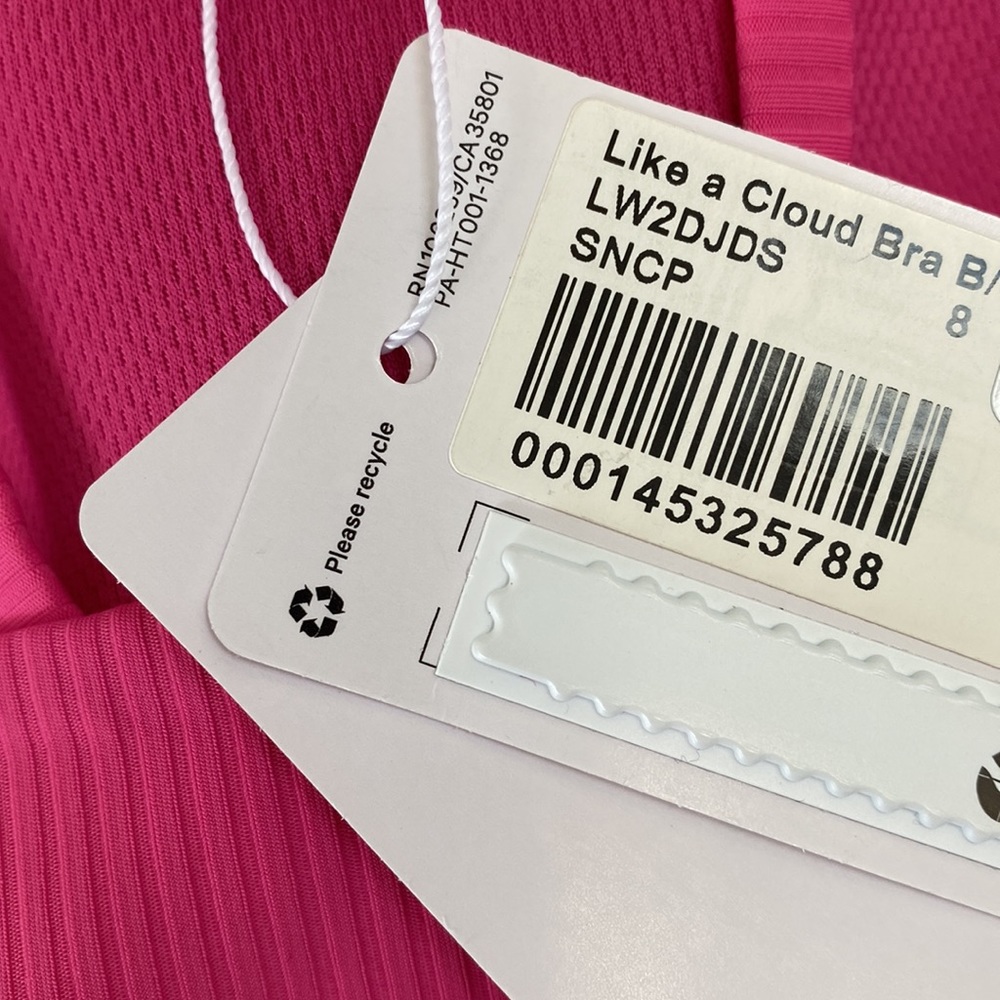 ❤️ Like a Cloud Bra Light Support, B/C Cup B Sonic Pink Size 8 NWT - Picture 4 of 5